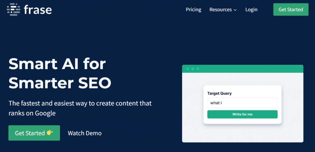 Frase website landing page