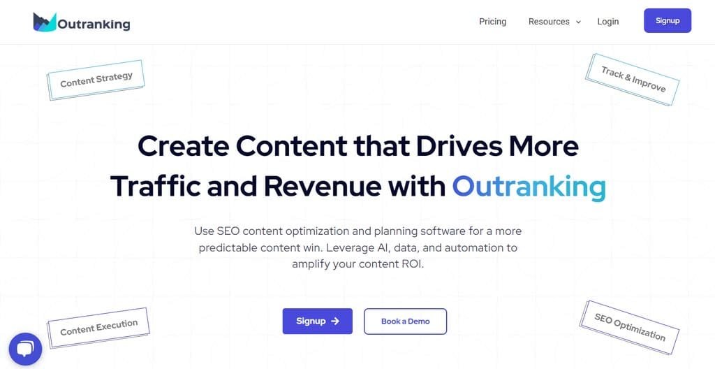 Outranking website landing page