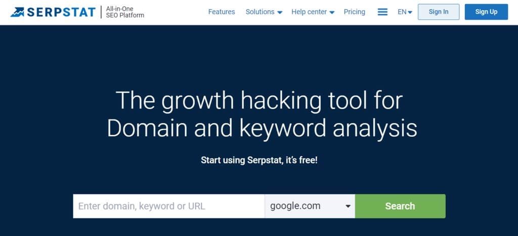 Serpstat website landing page